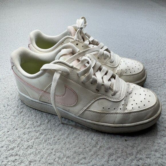 Nike Shoes - Nike Shoes Womens 10 White Pink Court Vision Low Top Leather Sneakers Streetwear